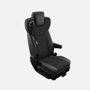 黒の本革自動車シート、ヘッドレストとアームレスト付き