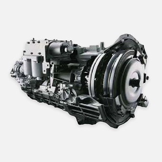 Silver automotive transmission system on white background