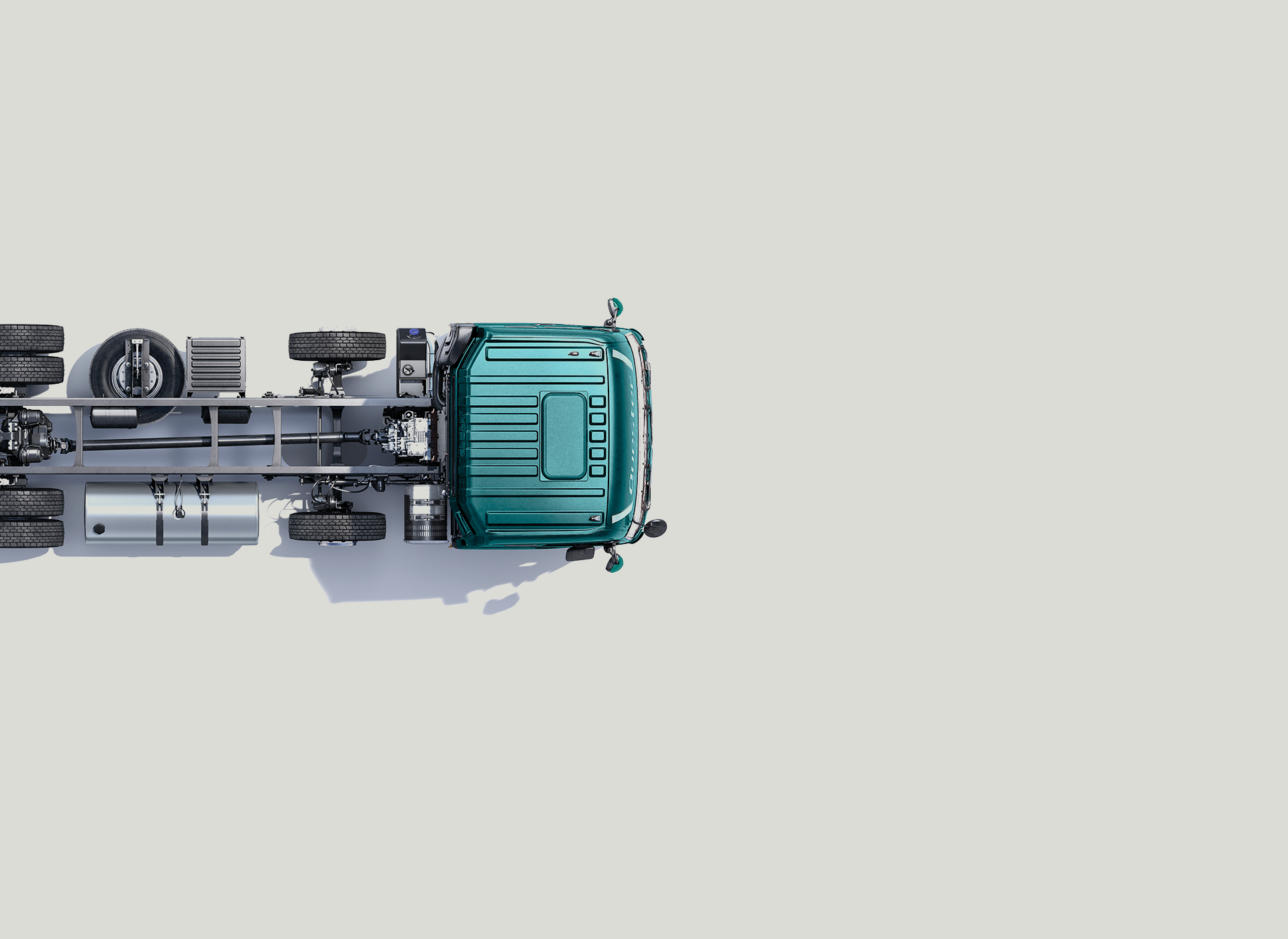 Gari la bluu likiwa juu upande wa kushoto pembeni mwa fremu nyeupe.